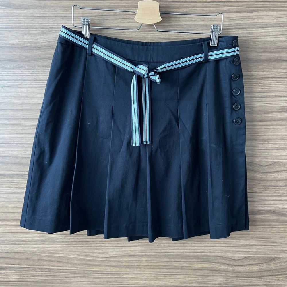 Navy Blue Buttoned Women's Skirt